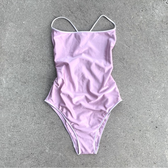 NEW Maryam Nassir Zadeh x J Crew Cross-Back One Piece Swimsuit Pink Size 2 $138 - Picture 2 of 13